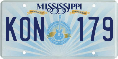 MS license plate KON179