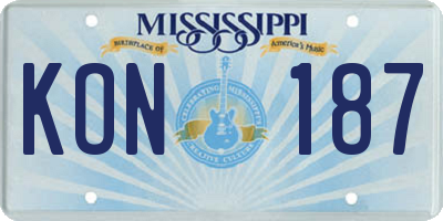 MS license plate KON187