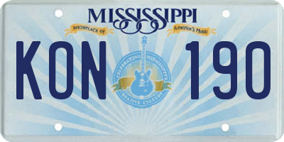 MS license plate KON190
