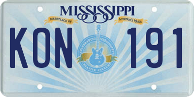MS license plate KON191