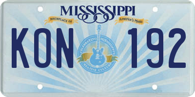 MS license plate KON192
