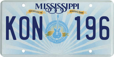 MS license plate KON196