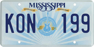 MS license plate KON199