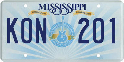 MS license plate KON201