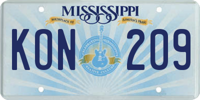 MS license plate KON209
