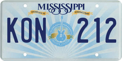 MS license plate KON212