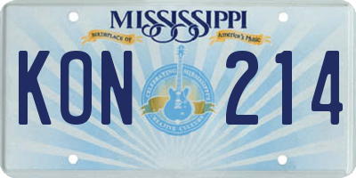 MS license plate KON214