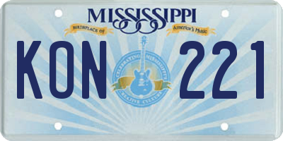 MS license plate KON221