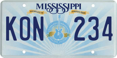 MS license plate KON234