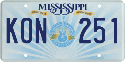 MS license plate KON251