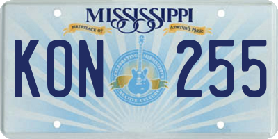 MS license plate KON255