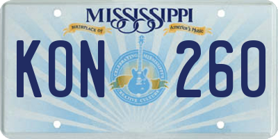 MS license plate KON260