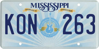 MS license plate KON263