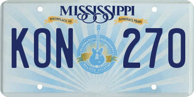 MS license plate KON270