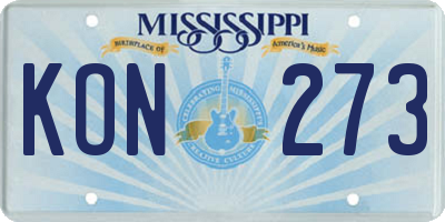 MS license plate KON273