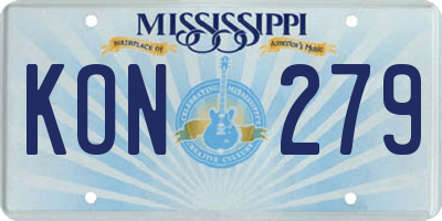 MS license plate KON279