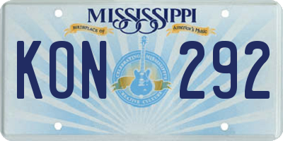 MS license plate KON292