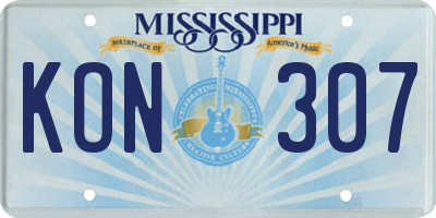 MS license plate KON307
