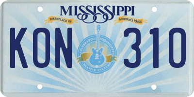 MS license plate KON310