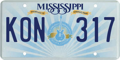MS license plate KON317