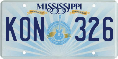 MS license plate KON326