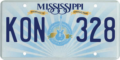 MS license plate KON328