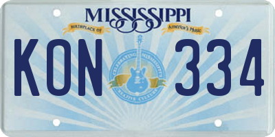 MS license plate KON334