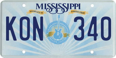 MS license plate KON340