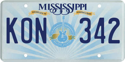 MS license plate KON342