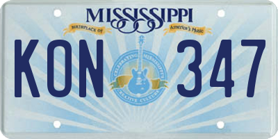 MS license plate KON347