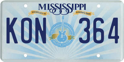MS license plate KON364
