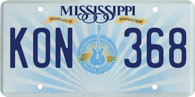 MS license plate KON368