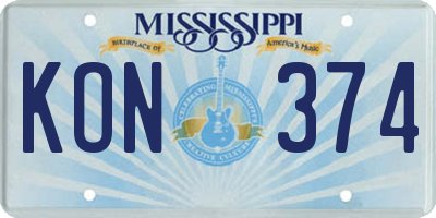 MS license plate KON374