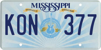 MS license plate KON377