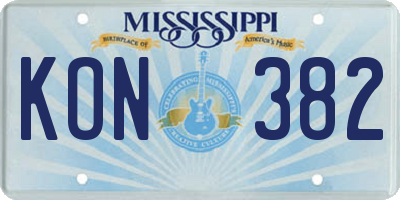 MS license plate KON382