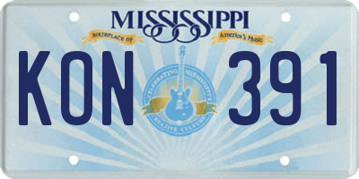 MS license plate KON391