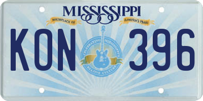 MS license plate KON396