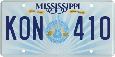 MS license plate KON410