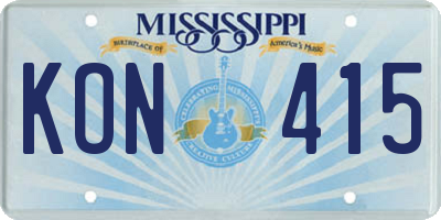MS license plate KON415