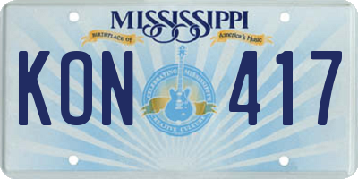 MS license plate KON417