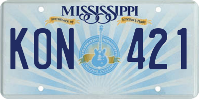 MS license plate KON421