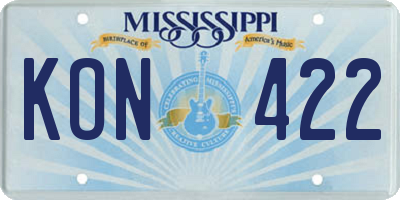 MS license plate KON422