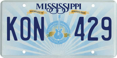 MS license plate KON429