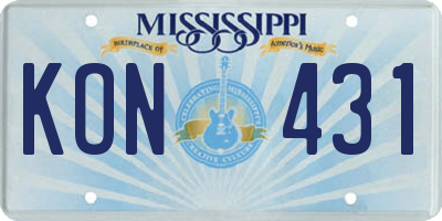 MS license plate KON431