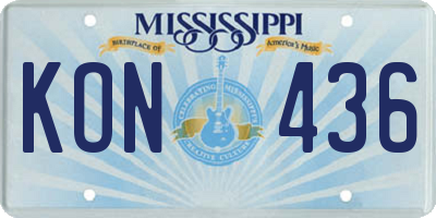 MS license plate KON436