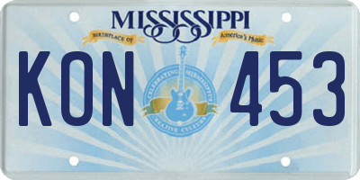 MS license plate KON453