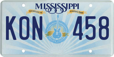 MS license plate KON458