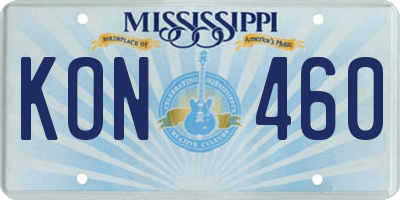 MS license plate KON460