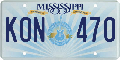 MS license plate KON470