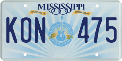 MS license plate KON475